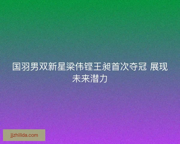 国羽男双新星梁伟铿王昶首次夺冠 展现未来潜力