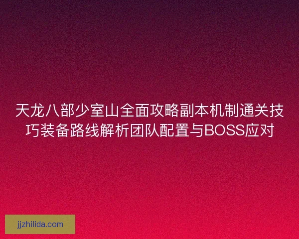 天龙八部少室山全面攻略副本机制通关技巧装备路线解析团队配置与BOSS应对